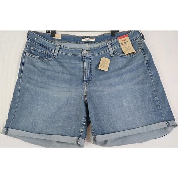 Levi's ~Woman Size 22W~ Blue Cut Off Shorts Mid Length Hypersoft Stretch NWT $49 - Picture 5 of 16